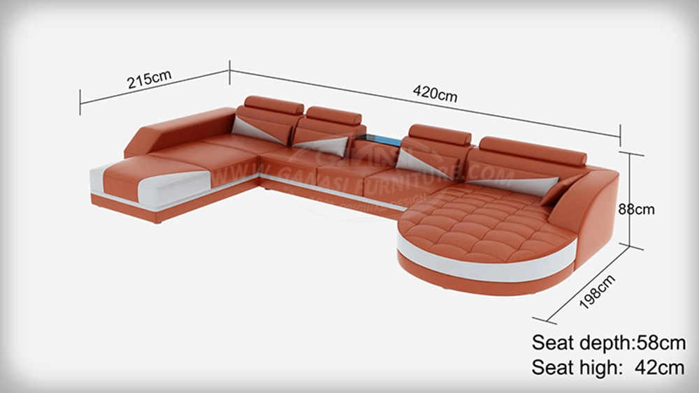 Office Custom Furniture Genuine Leather Living Room Sofa Set with Tea Table