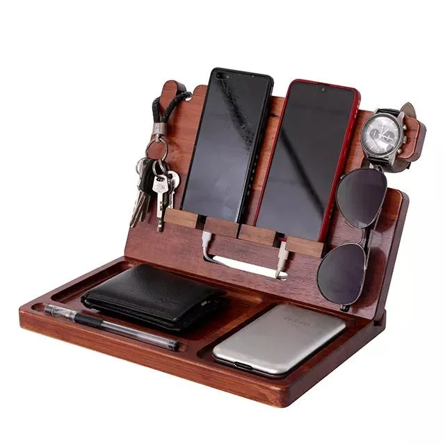 FSC&BSCI Wood Phone Docking Station - Nightstand Organizer Key Holder