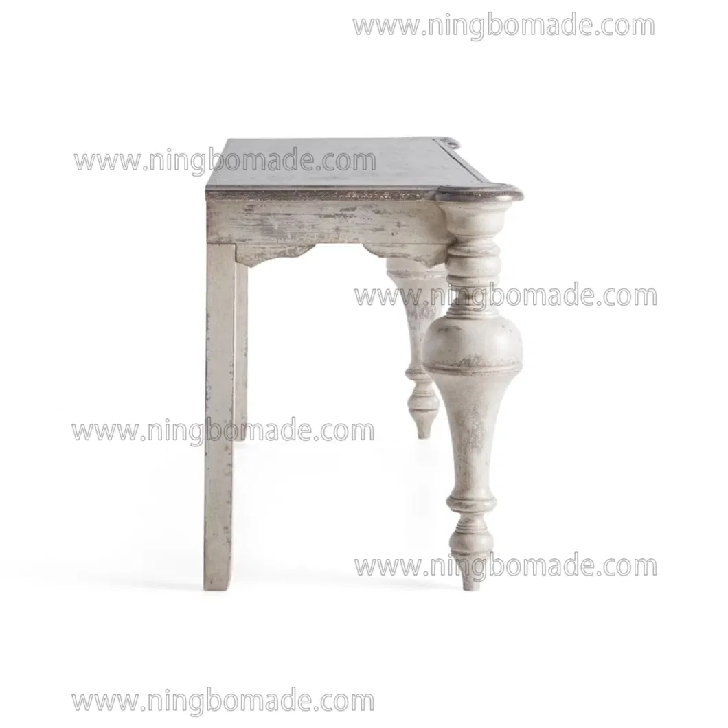 Centuries-Old Techniques Furniture Rustic Dark Grey Oak Top Distressed Cream White Birch Base Console Table