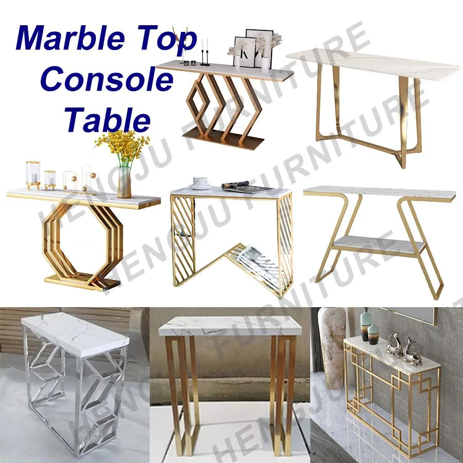 Stainless Steel Entry Table Sintered Stone Gold Foyer Sparkle Modern Console Table Living Room Furniture Silver