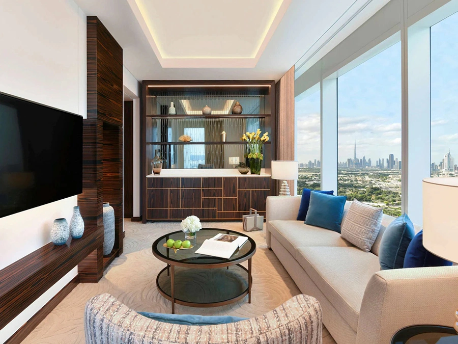 Dubai Luxury Hotel Bedroom Hospitality Furniture Guest Room Suite Wooden King Size Bed Sets Custom Modern 5 Star Hotel Furniture
