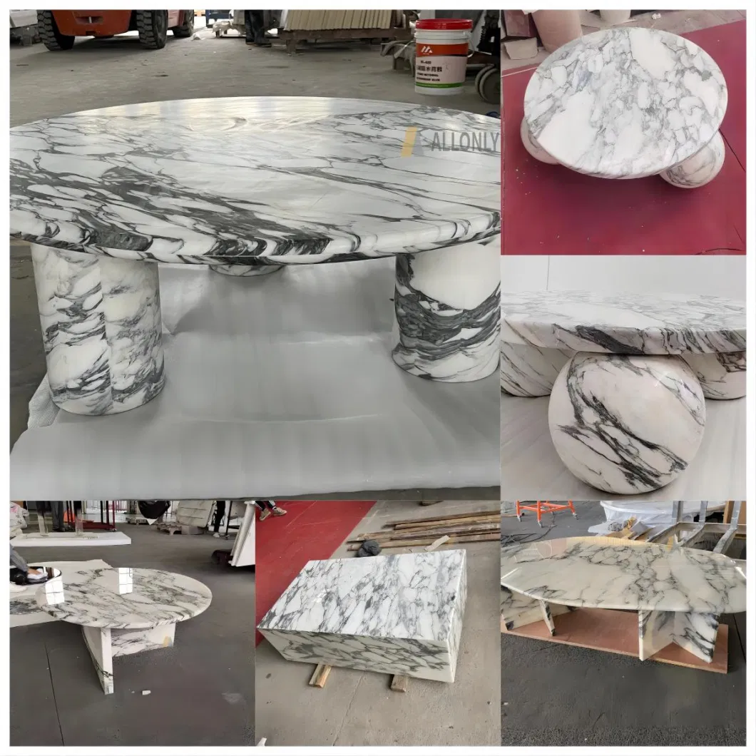 Round/Square/Oval Italy Arabescato White Marble Dining/Coffee Table/Side Table/Console Table/End Table for Hotel Home Restaurant Living Room Stone Furniture