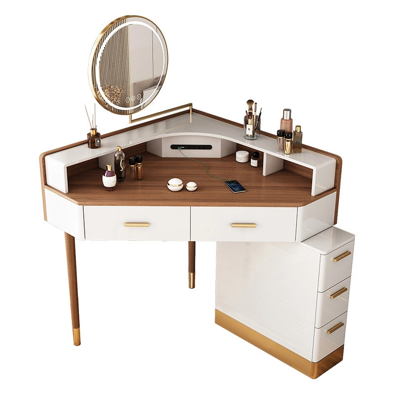 Corner Bedroom Angle Triangle Makeup Dressing Table Multi-Purpose Wooden Multifuncitional Vanity Furniture