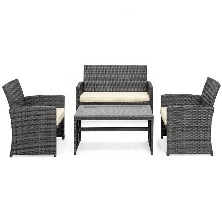Sale of 4 Pieces Modern Sectional Outdoor Handmade Rattan Furniture Sofa Set with Table Chair for Hotel/Living Room/Home/Office/Dining