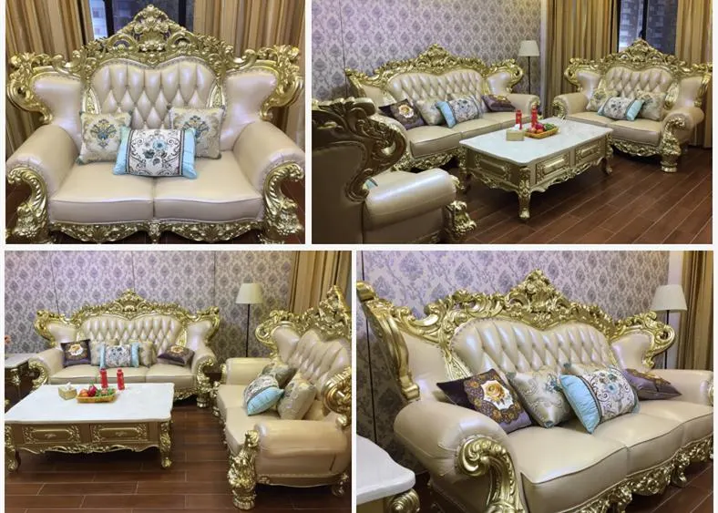 Timeless Royal Leather Sofa with Handcrafted Wood Carvings for Elegant Living Spaces