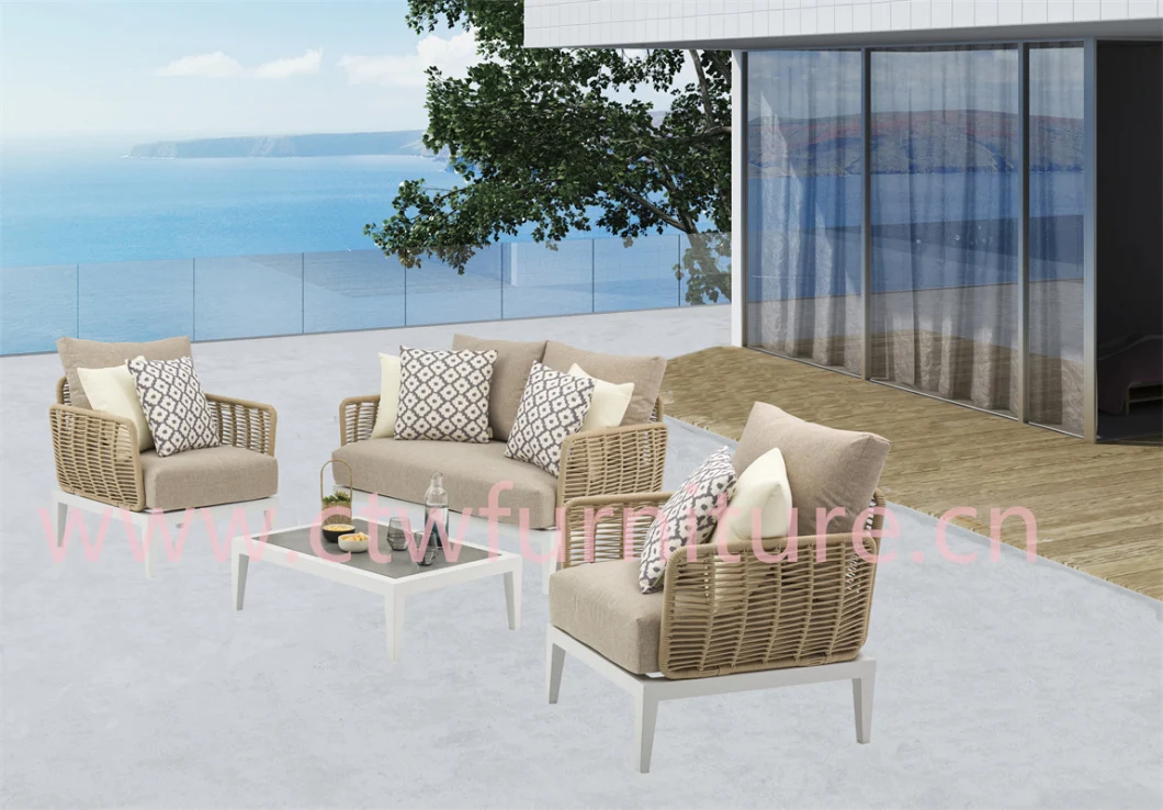 French Modern Style Outdoor Furniture Hotel Project Rope Garden Sofa Set Furniture