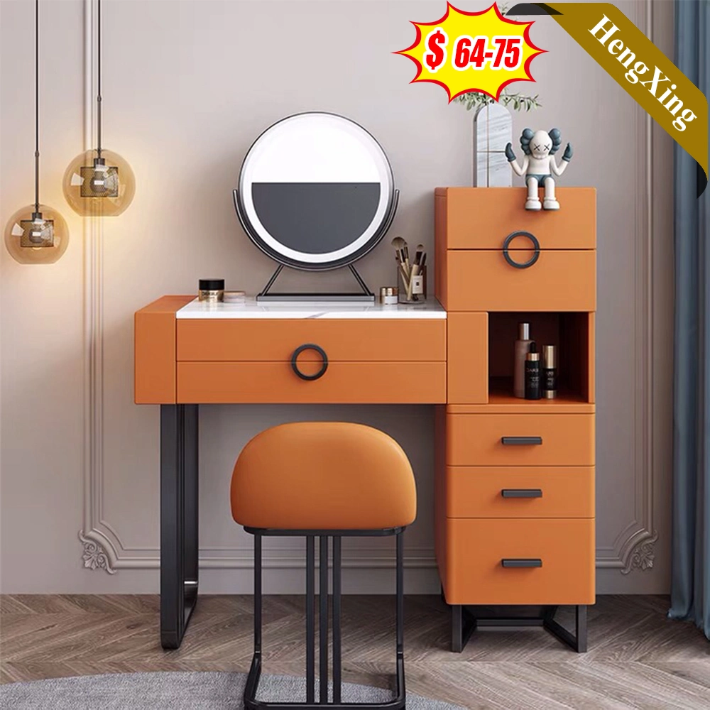 Italian Style Minimalist Bedroom Furniture Modern Luxury Drawer Dressing Table with Mirror