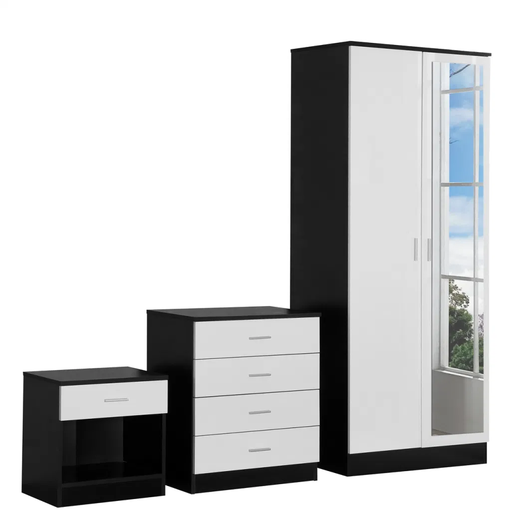 China Furniture Factory Wholesale High Quality with Cloth Wardrobe High Gloss Bedroom Set