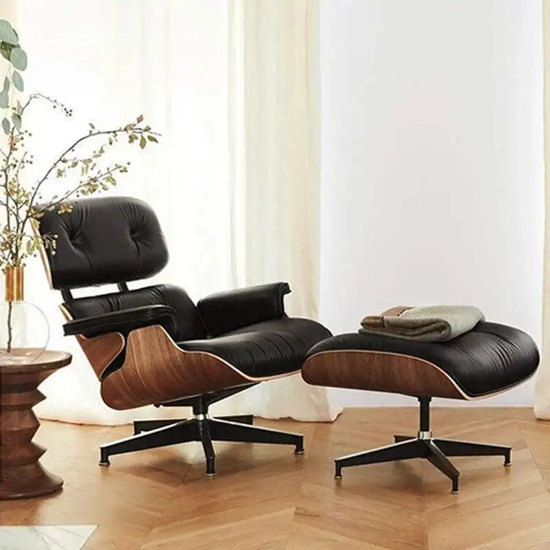 Living Room Armchair Modern Luxury Genuine Leather Sofa Chair Swivel Lounge Chair