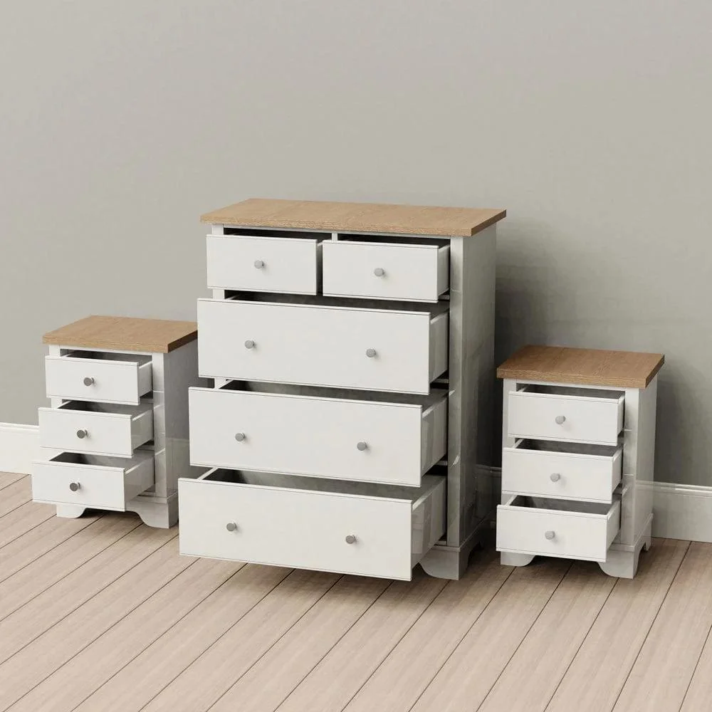 Nova Solid Wood Home Living Room White MDF 3 Pieces Storage Cabinet Set Bedroom Furniture