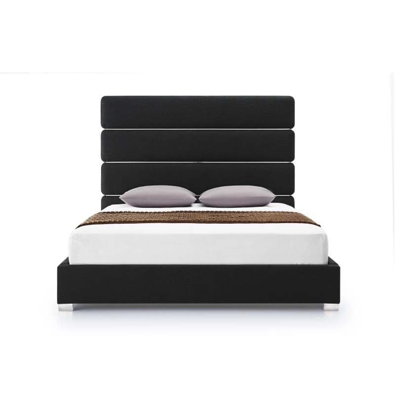 Latest Italian Designs Quality Furniture Headboard Bedroom Customizable Size Wood Frame Minimalist Soft King Size Fabric Bed