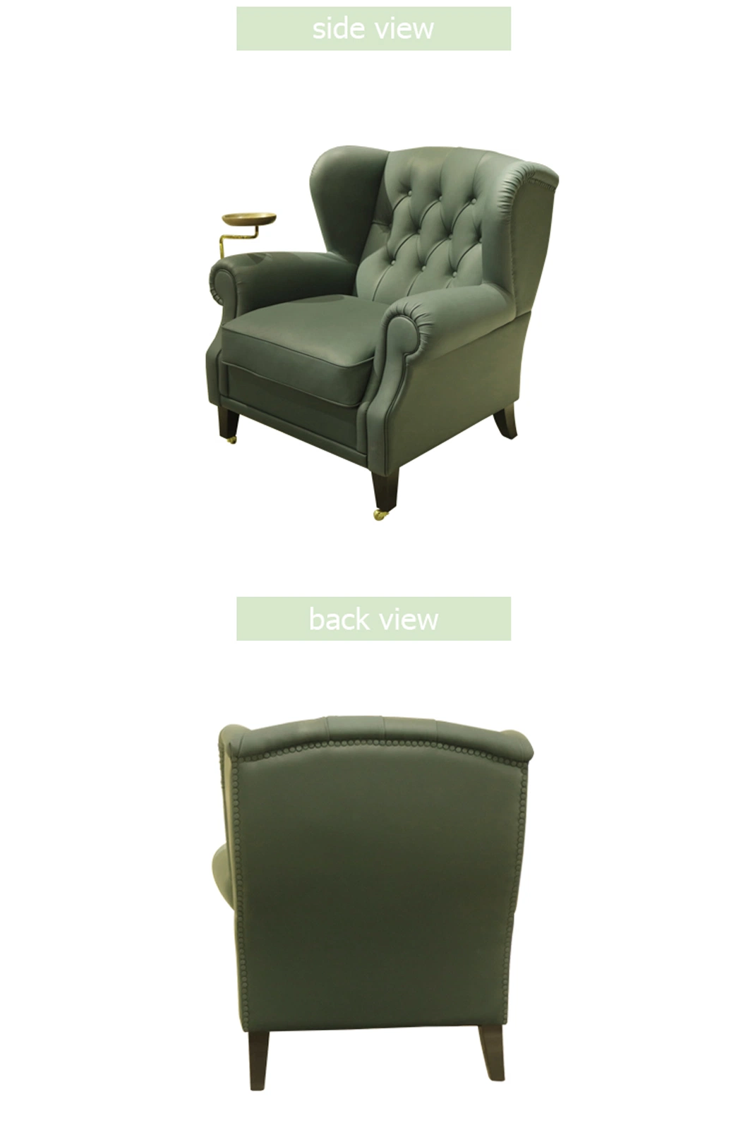 Luxury Cigar Chair Italian Leather Single Seat Sofa Chair Casual Green Armchair for Living Room Hotel