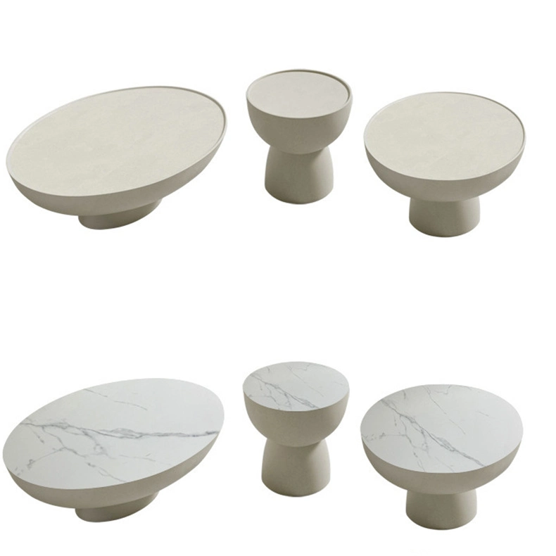 Nordic Modern Style Center Table Living Room Furniture Marble Side Table Round Tavertine Coffee Table Set