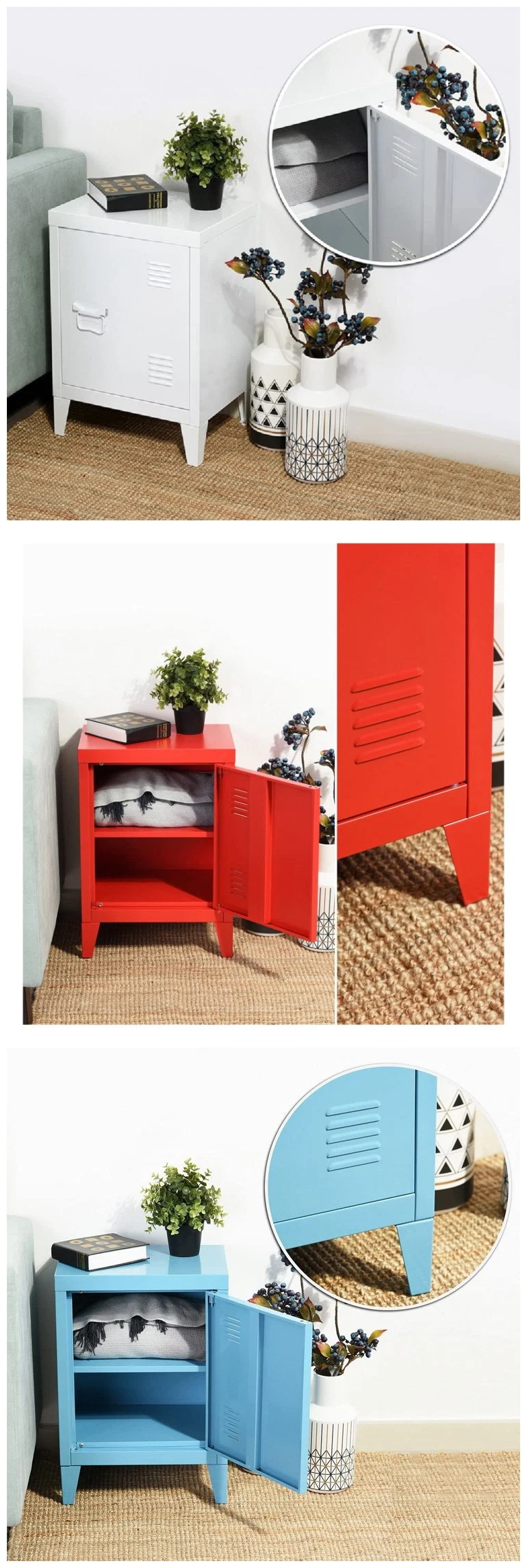 Easy Install Grey Bedside Cabinet Nightstand Bedroom Living Room Furniture