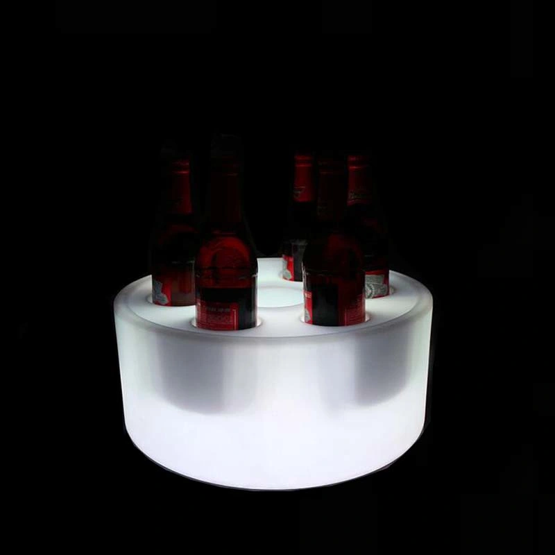 Super Bright LED Light up Lounge Nightclub Furniture Round Shape Plastic Serving Tray