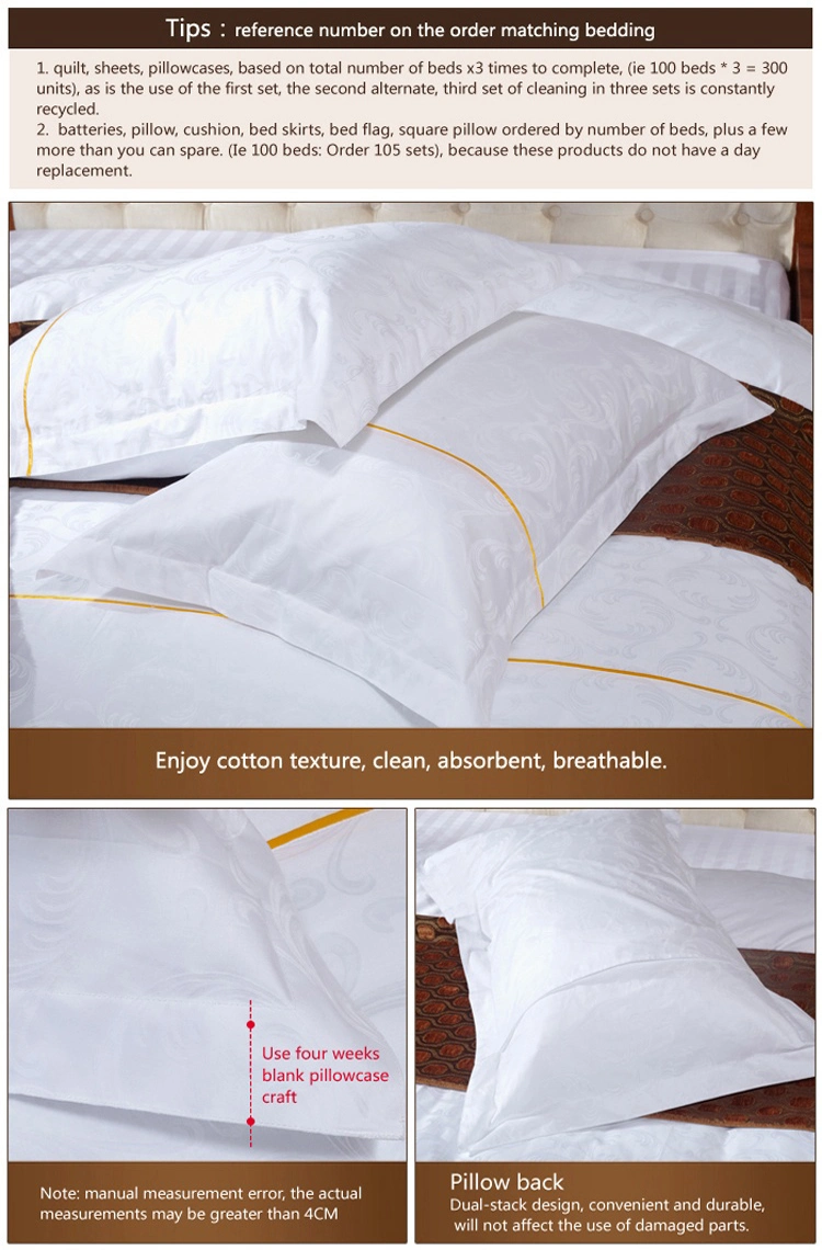 100% Cotton Fabric Bed Sheets Luxury Hotel Bedding Hotel Supplies