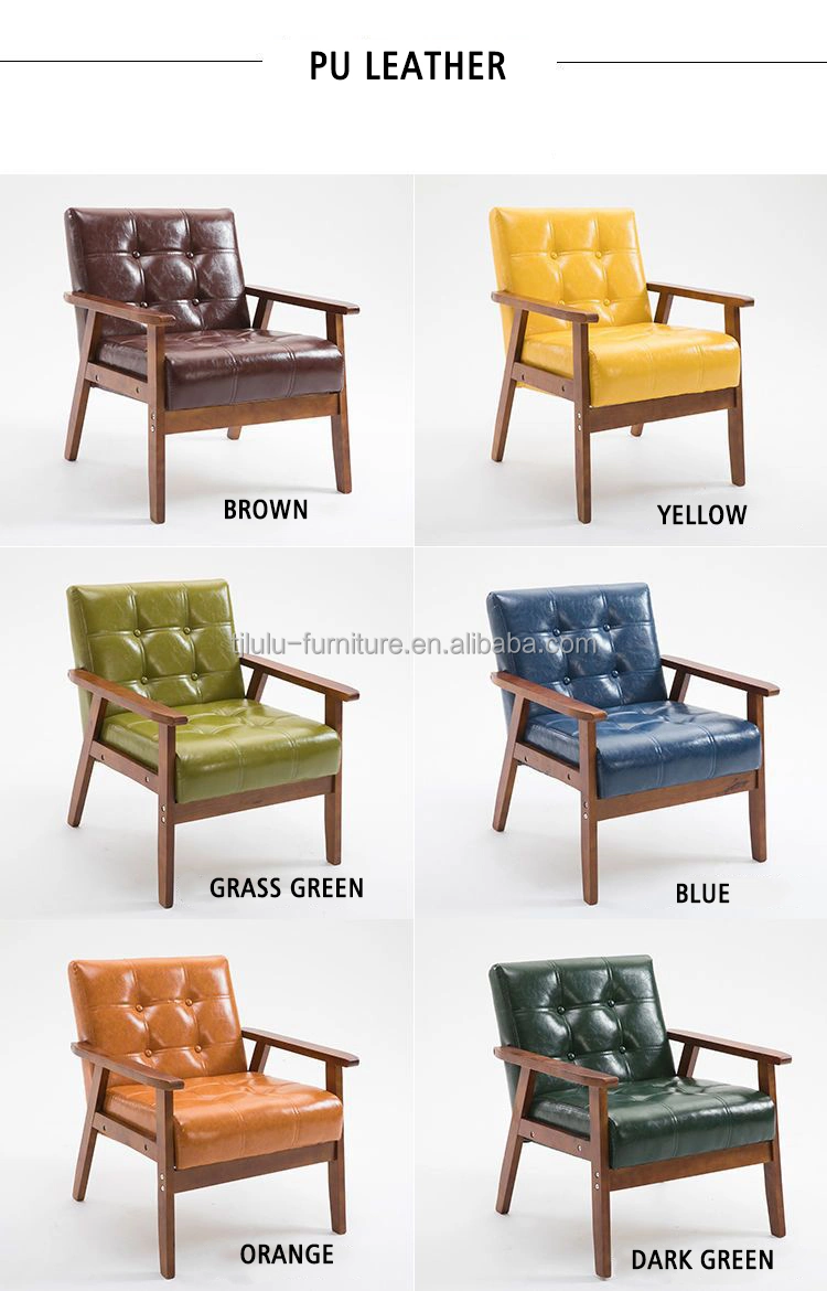 Home Furniture Modern Design Soft Seat Chair for Living Room and Hotel Solid Wood Fabric Wooden Sofa Chair