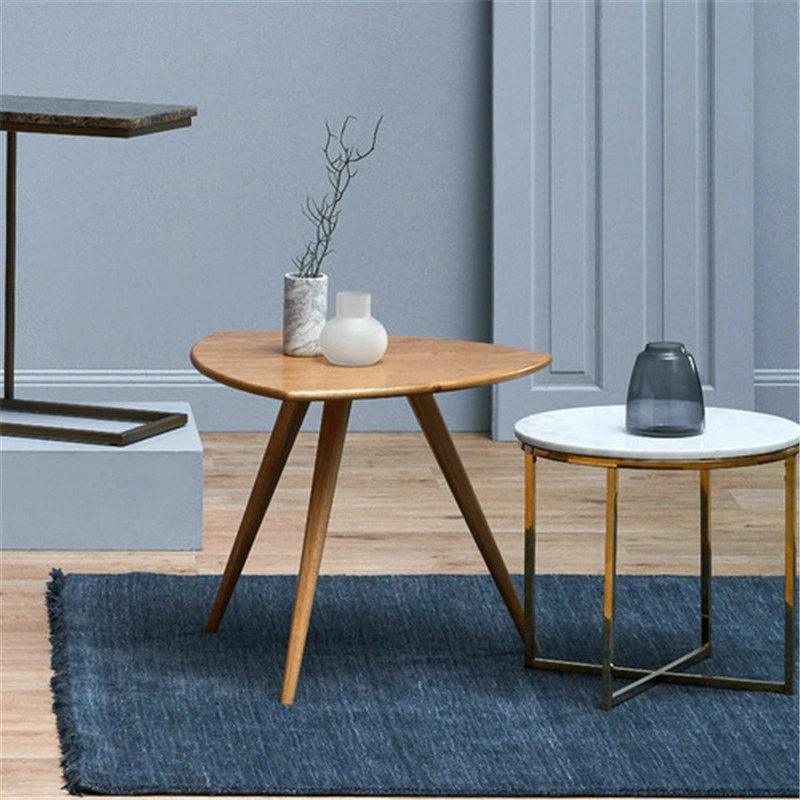 Manufacture New Design Retro Natural Solid Wood Triangle Oak Small Side Tables Sofa End Table Support Coffee Table for The Living Room Bedroom Apartment