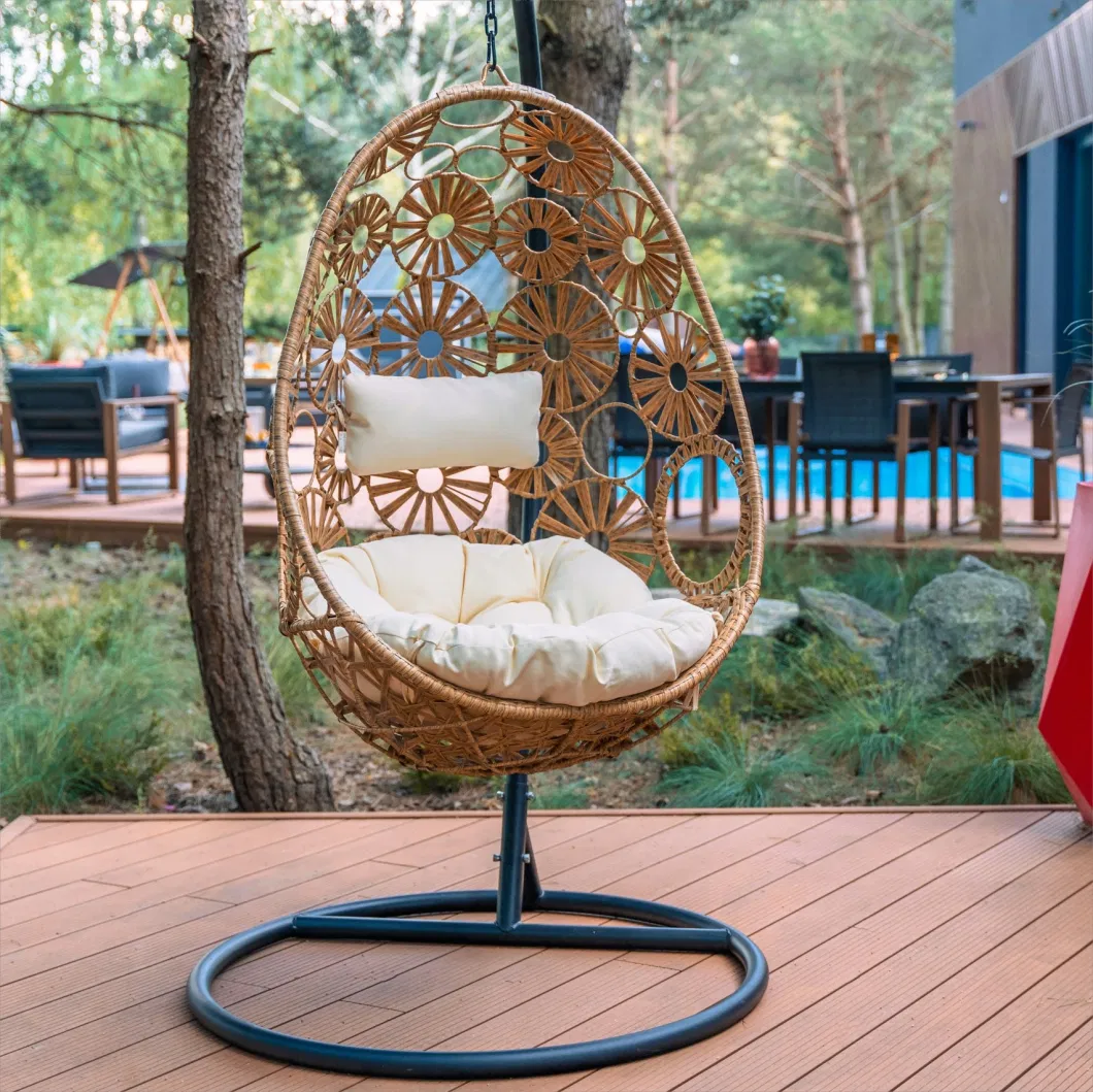 Indoor Outdoor Patio Wicker Leisure Lounge Cocoon Hanging Basket Rattan Sunflower Hanging Egg Garden Chair