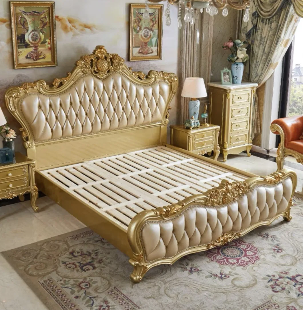 Hot Selling Bed Sets Luxury Platform Solid Wood Luxury Furniture King Queen Size Bed Bedroom Set