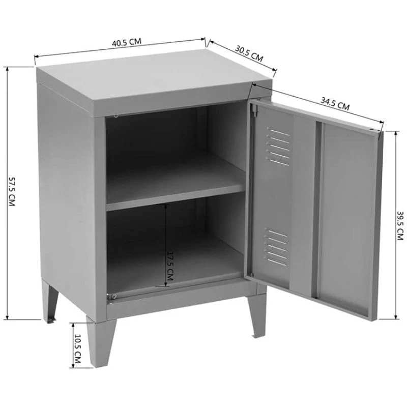 Easy Install Grey Bedside Cabinet Nightstand Bedroom Living Room Furniture