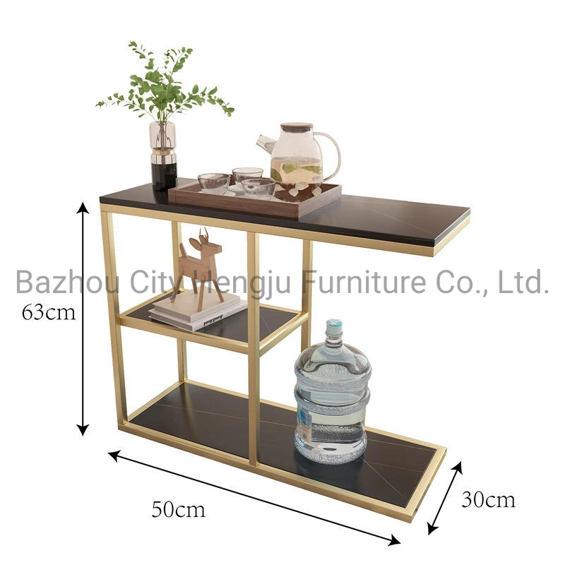 Best-Selling Small End Table Furniture for Living Room and Bedroom Sofa Side Table Tray Folding Golden Tray Center Table MDF Top with Stainless Steel Frame