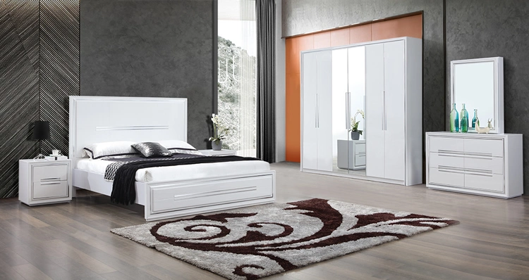 Moden Global Hot Sale High Gloss Painting MDF Bedroom Furniture Manufacturer with Storage Bed