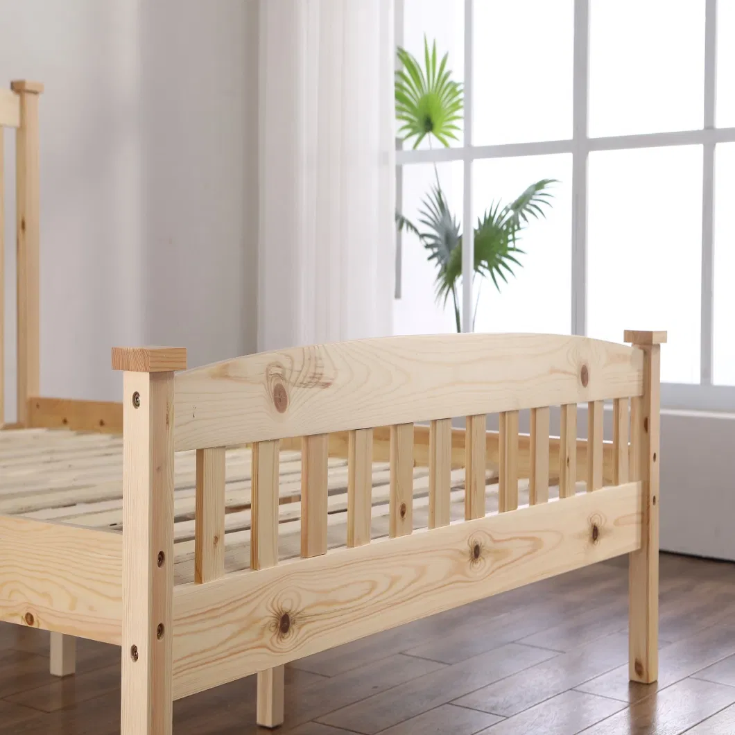 Home Bedroom Furniture Manufacturer Factory Wholesale Furniture of Kd Pine Solid Wood Bed Varnish Children Full/Double