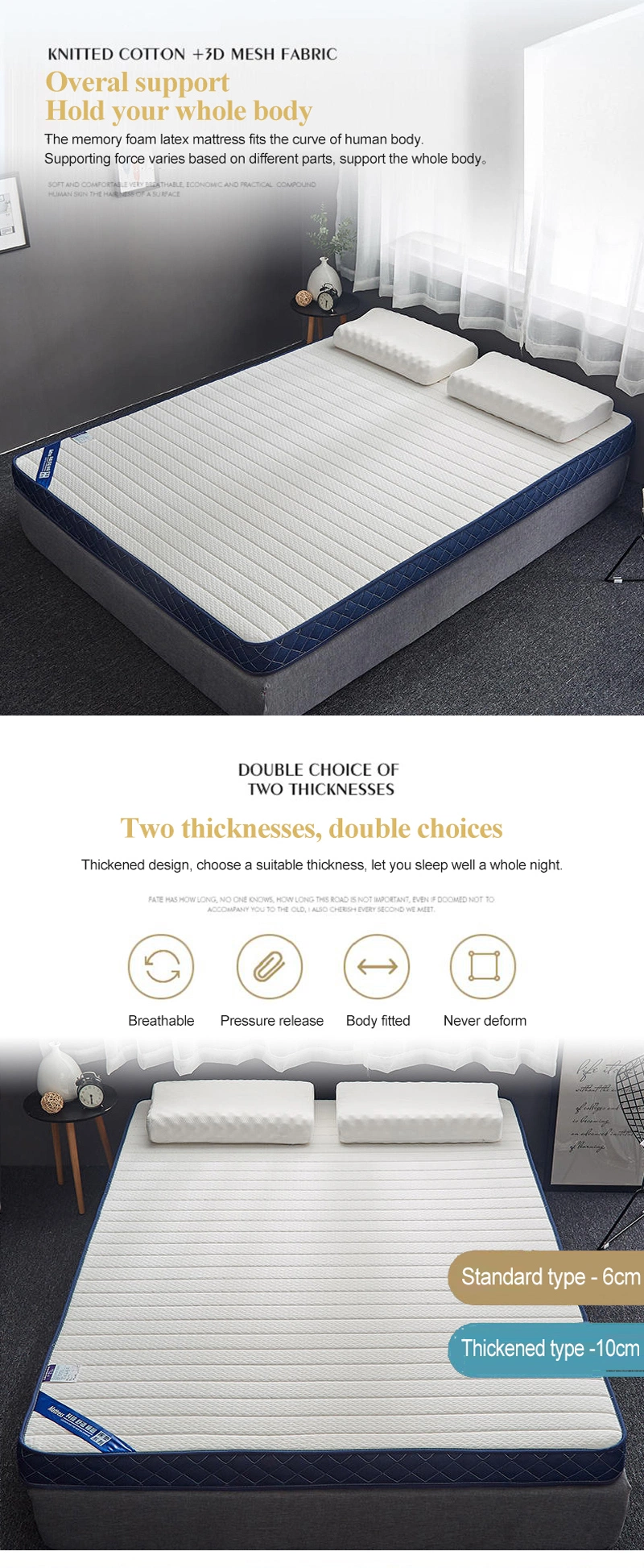 Army Bed Mattress Thick 6cm Portable Warm Latex Full XL