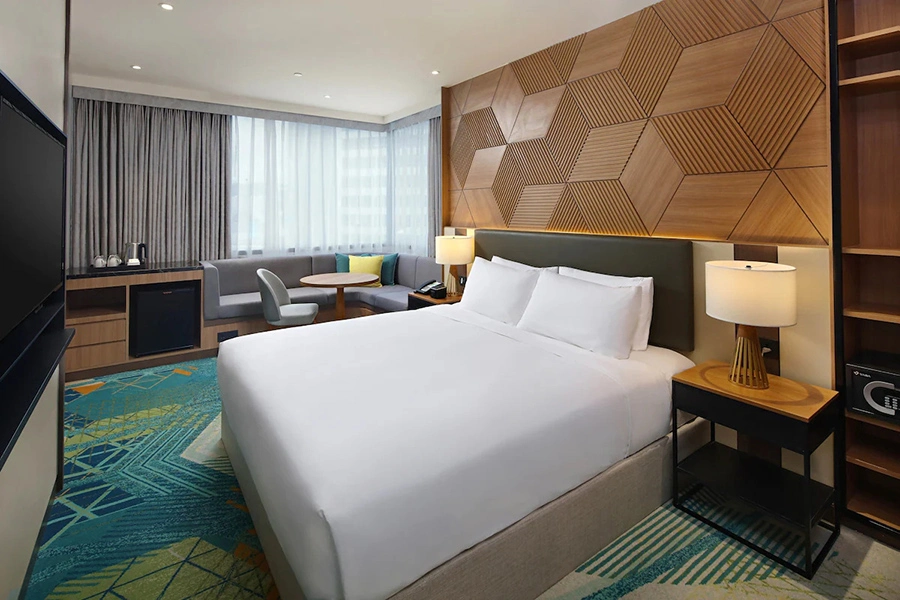 Holiday Inn Hotel Room Furniture Suite Wooden Beds Headband Panel Bedroom Sets Hotel Furniture for Sale