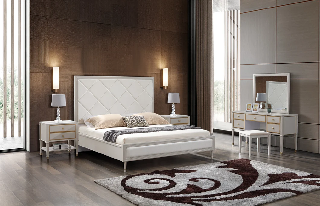 latest MDF and Solid Wood High Gloss Painting Bedroom Furniture with Special Face Board Decoration