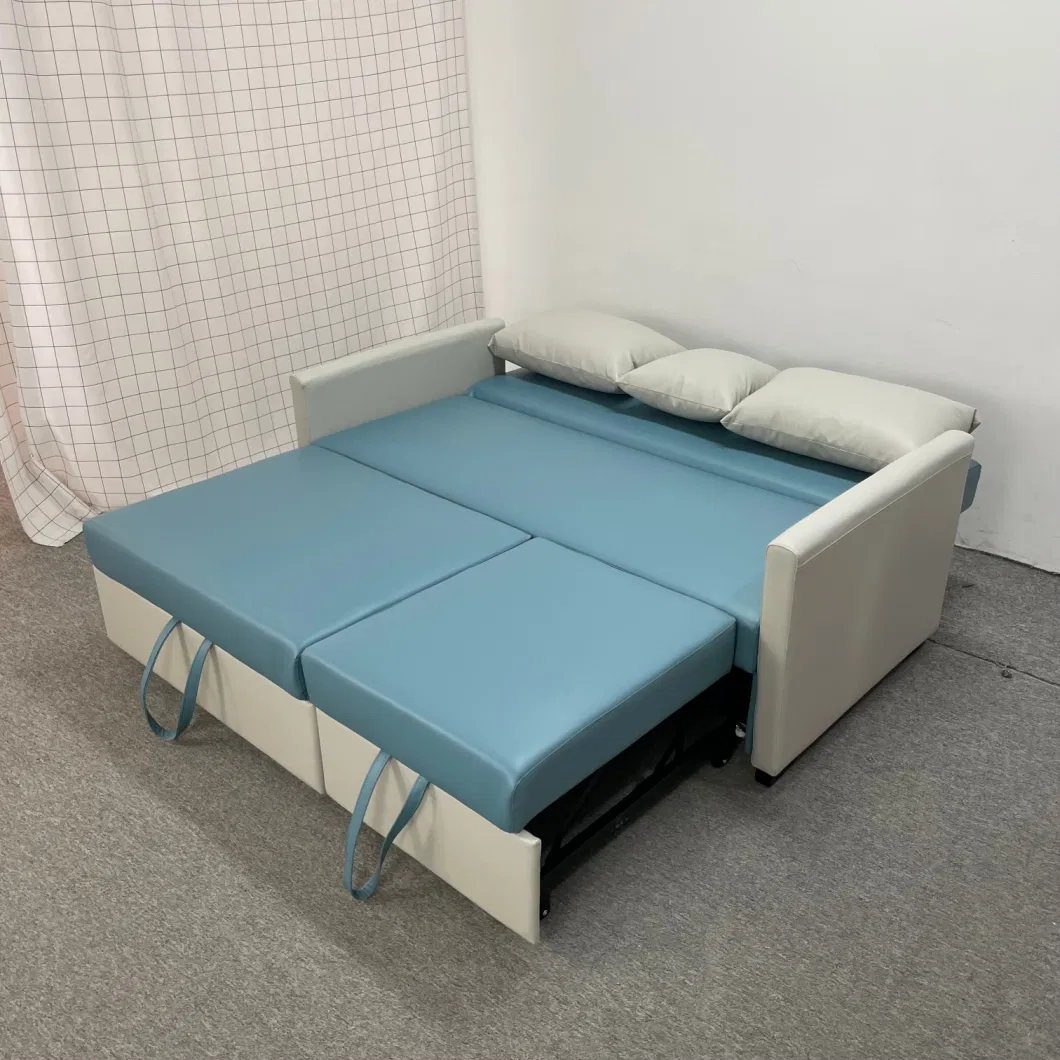 Modern Simple Two-Color Matching Technology Cloth Sofa Small Family Living Room Bedroom Double Mop Bed Folding Sofabed