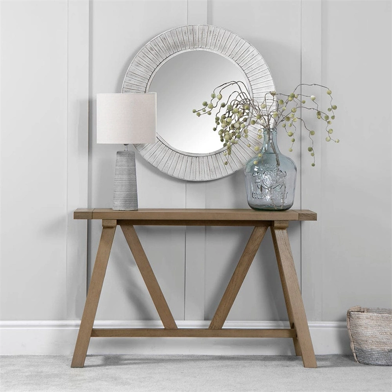 Nordic Natural Solid Oak Console Table with One Tier Storage Shelf and 2 Drawer, Narrow Hallway Dressing Desk Makeup Table for Living Room, Bedroom Furniture