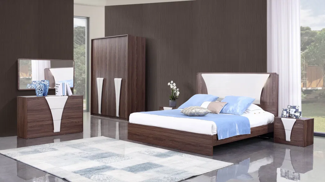 Global Hot Selling MDF Bedroom Furniture with LED Light Bed