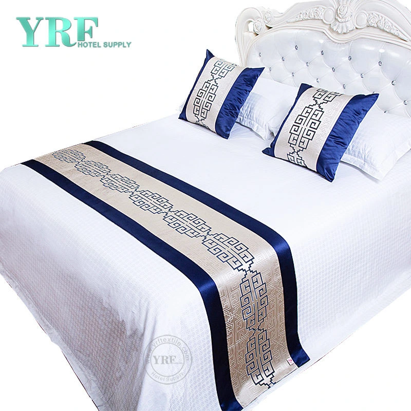 Hotel Bedroom Simple Bright Silk Decorate Silver Blue Bed Flags