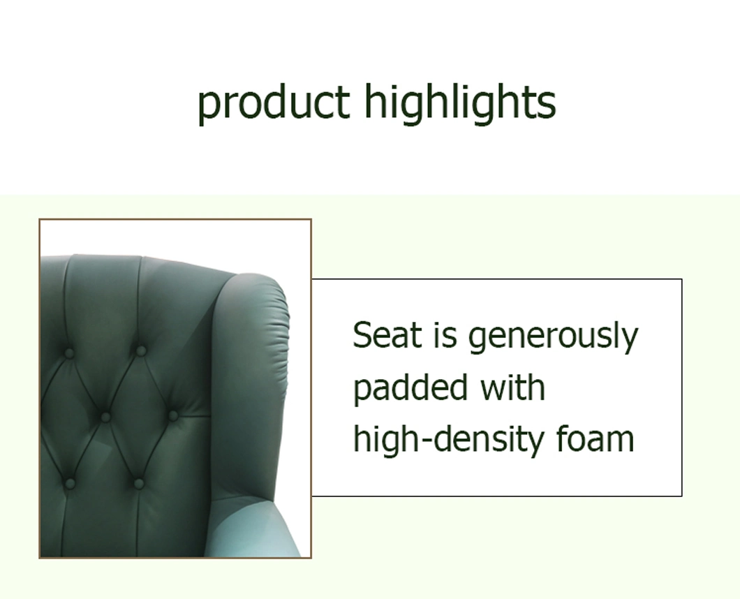 Luxury Cigar Chair Italian Leather Single Seat Sofa Chair Casual Green Armchair for Living Room Hotel