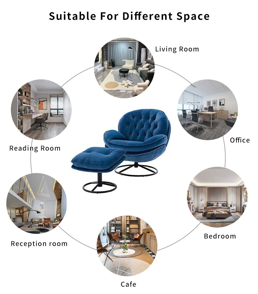 Custom Logo Modern Luxury Living Room Furniture Rotation Leisure Armchair Velvet Swivel Lounge Accent Chair