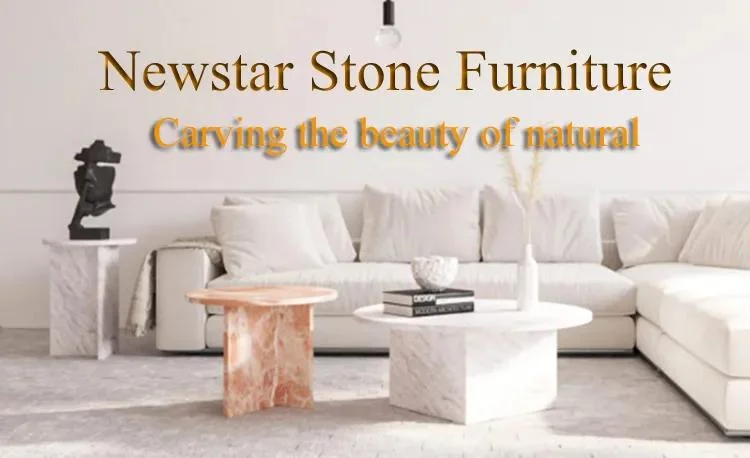 Nordic Modern Style Center Table Living Room Furniture Marble Side Table Round Tavertine Coffee Table Set