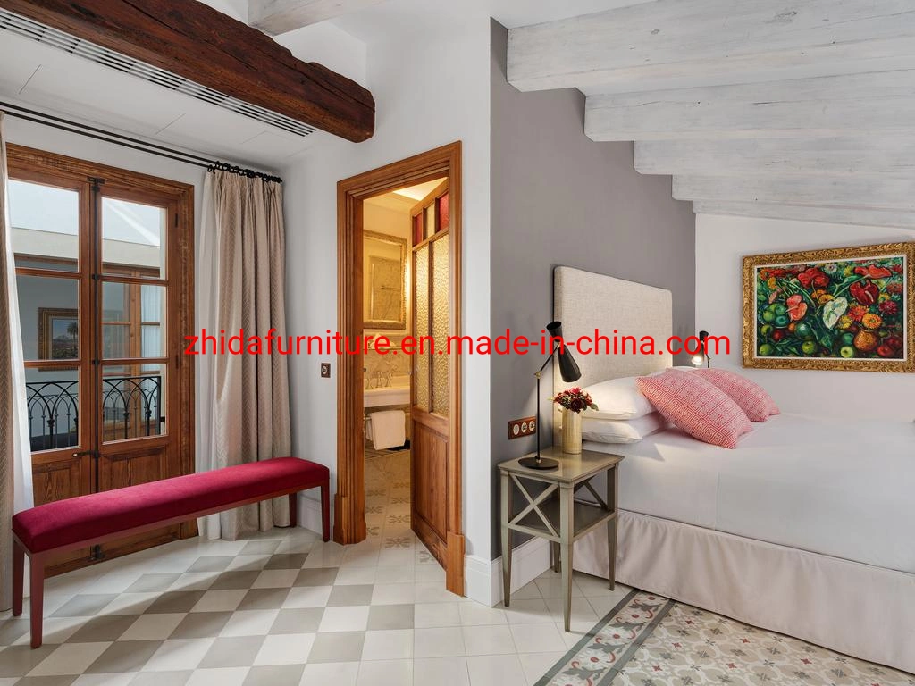 High-End Commercial Use Hotel Guestroom Furniture Apartment Furniture Living Room Bedroom American Village Style Villa King Size Bed
