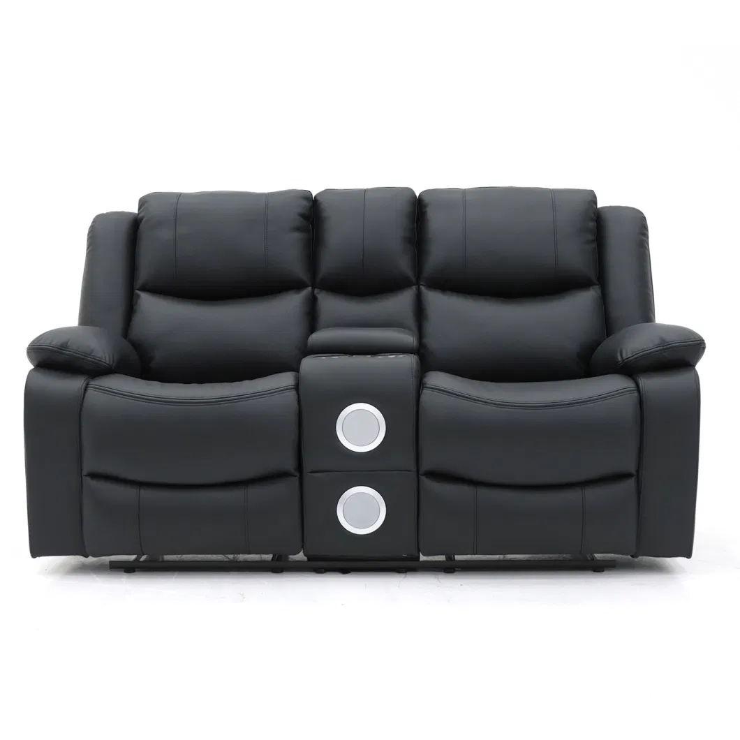 Geeksofa 3+2+1 Modern Air Leather Power Motion Recliner Sofa Set with Console and Bluetooth Speakers for Living Room Furniture