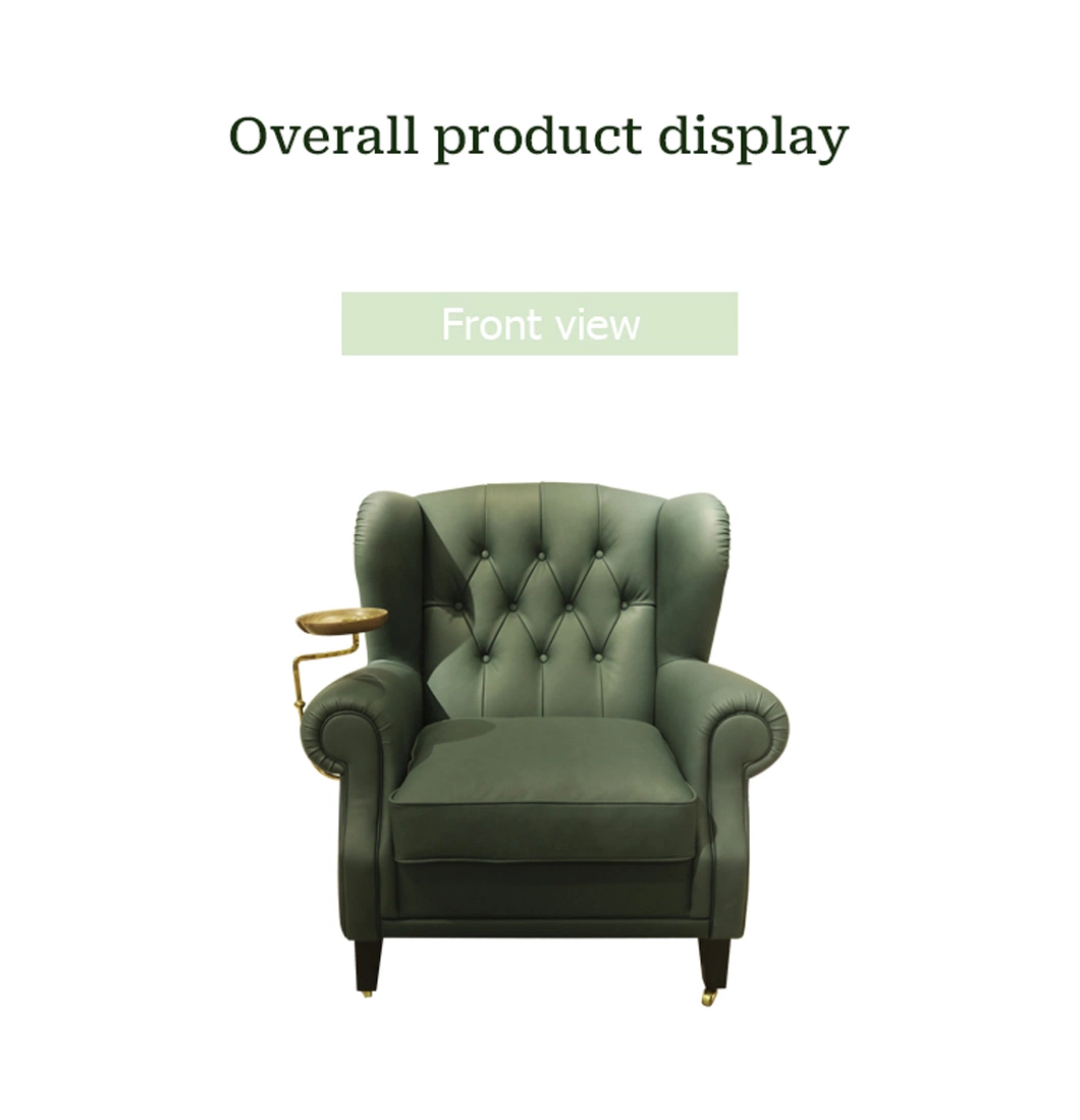 Luxury Cigar Chair Italian Leather Single Seat Sofa Chair Casual Green Armchair for Living Room Hotel