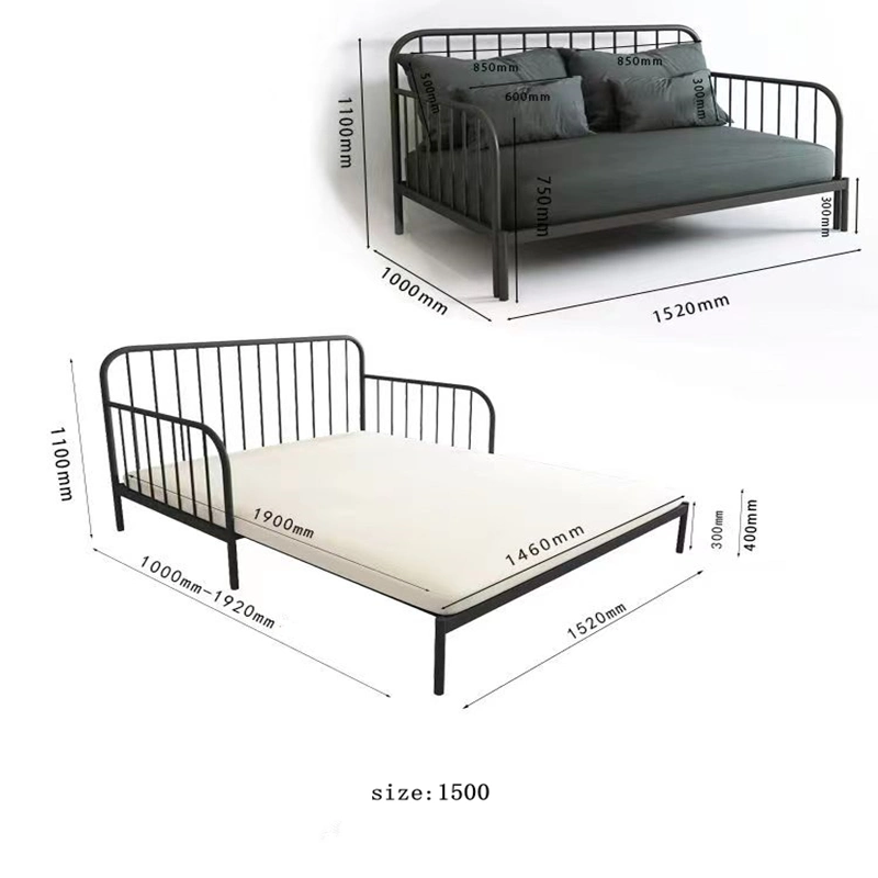 Old Classic Industrial Pipe Design Bedroom Furniture Metal Single Bed Modern Style Indoor Sofa Bed