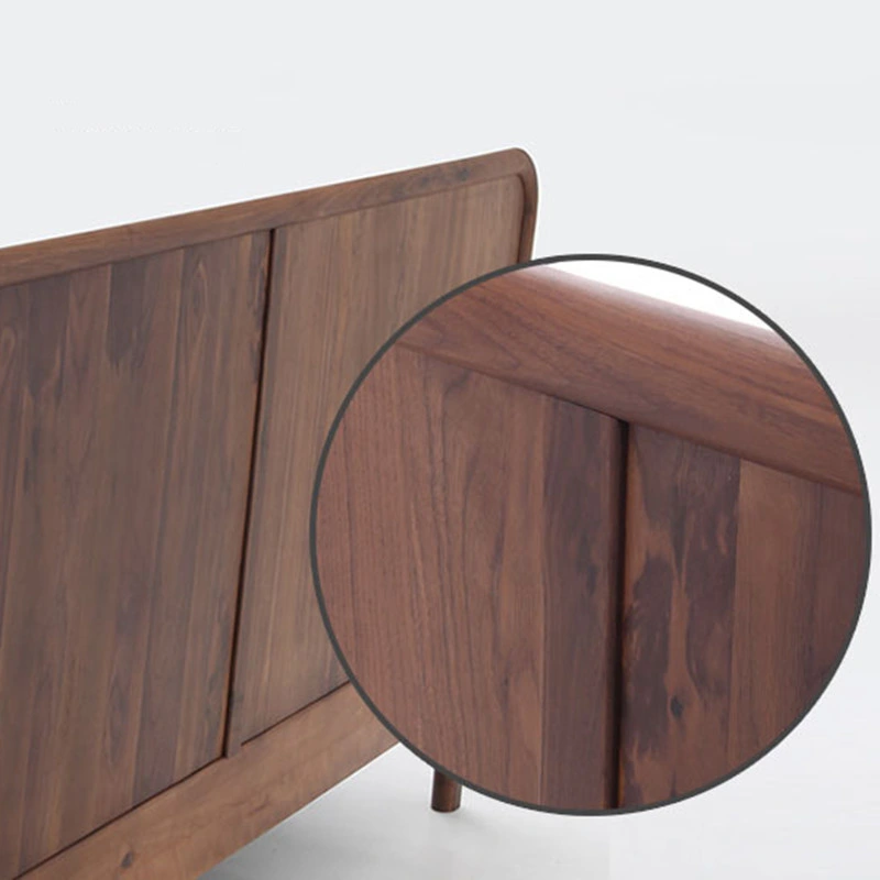 Modern Minimalist High Back Solid Wood Bed Bedroom Furniture 009