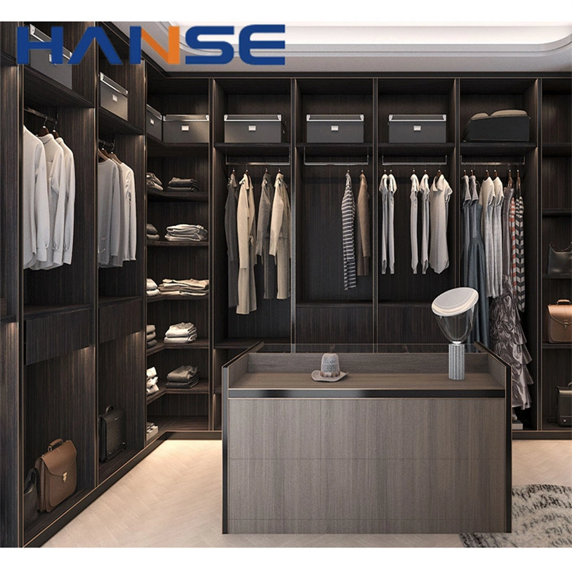 Hot Sale Bedroom Wall Wardrobe Design Bespoke Fitted Wardrobe Multi-Use Clothes Wardrobe with Island