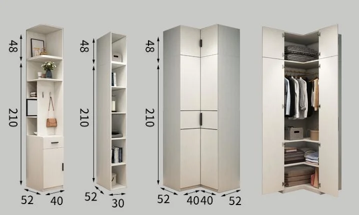L-Shaped Corner Wardrobe 90 Degree Household Bedroom Fitted Wardrobes