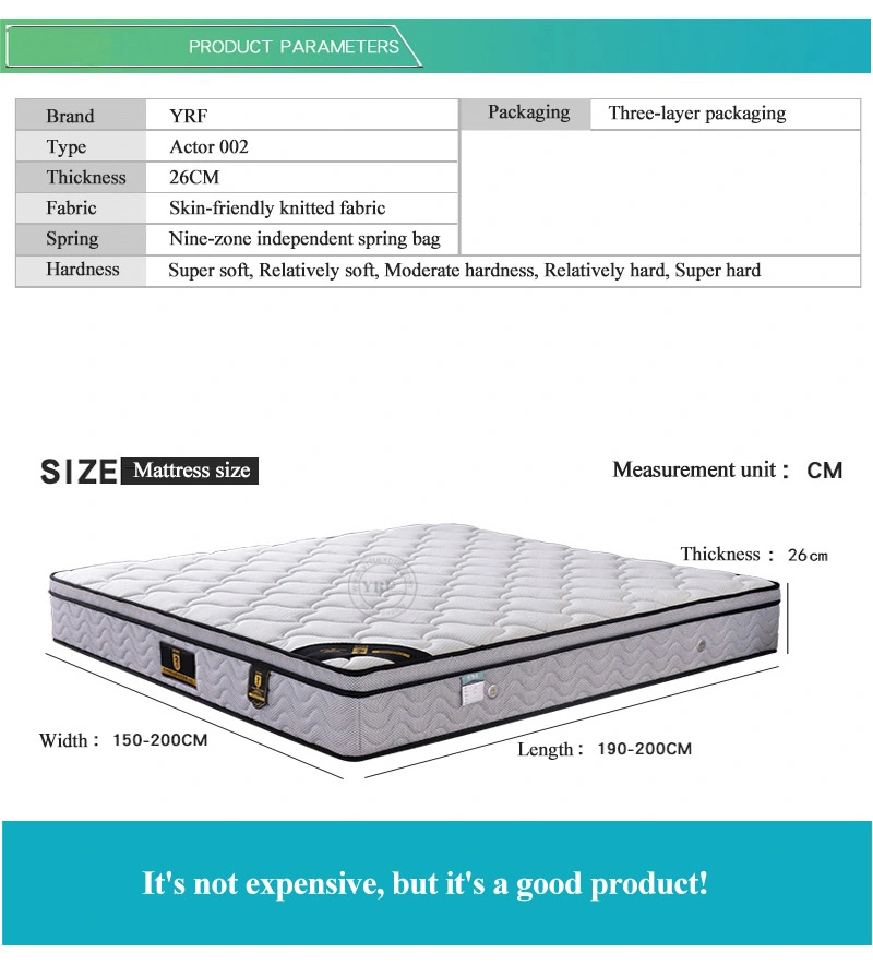 Best Quality Spring Hotel King Bed Foam Mattress for Bedroom Set