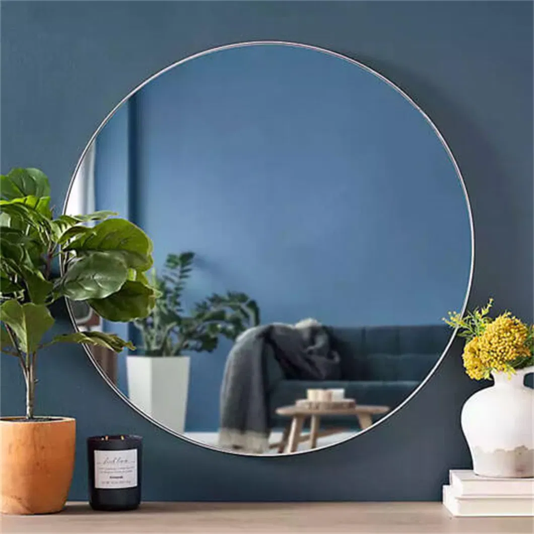 Round Black Frame Wall Mounted Glass Silver Mirrors Bathroom Bedroom Touch Switch Lights LED Smart Mirror