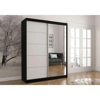  Dormitorio de diseño moderno y elegante Armario de madera Muebles de madera con espejo Puerta corredera