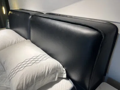 Último italiano 2023 tapizado King Size Softbay conjunto de camas Walnut Muebles de madera sólida dormitorio