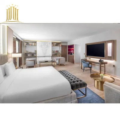 China Venta al por mayor Muebles de madera maciza para sala de estar de hotel de lujo de 5 estrellas Muebles de dormitorio modernos Cama de madera.